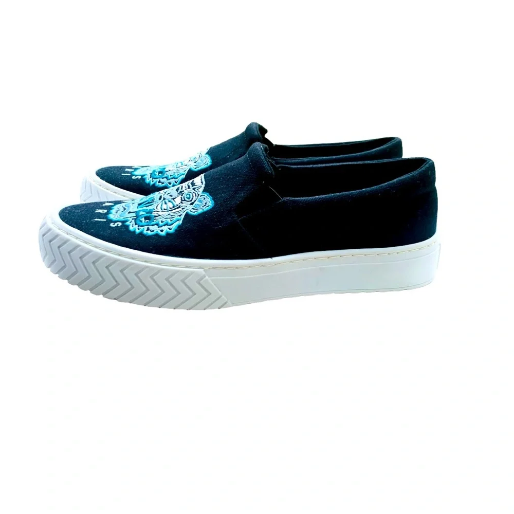 KENZO Sneakers slip on Tiger head logo black sneakers unisex slip on shoe - Picture 4 of 8
